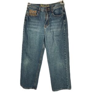 Makanelt wide leg high rise embroidered baggy pocket jeans Size 14